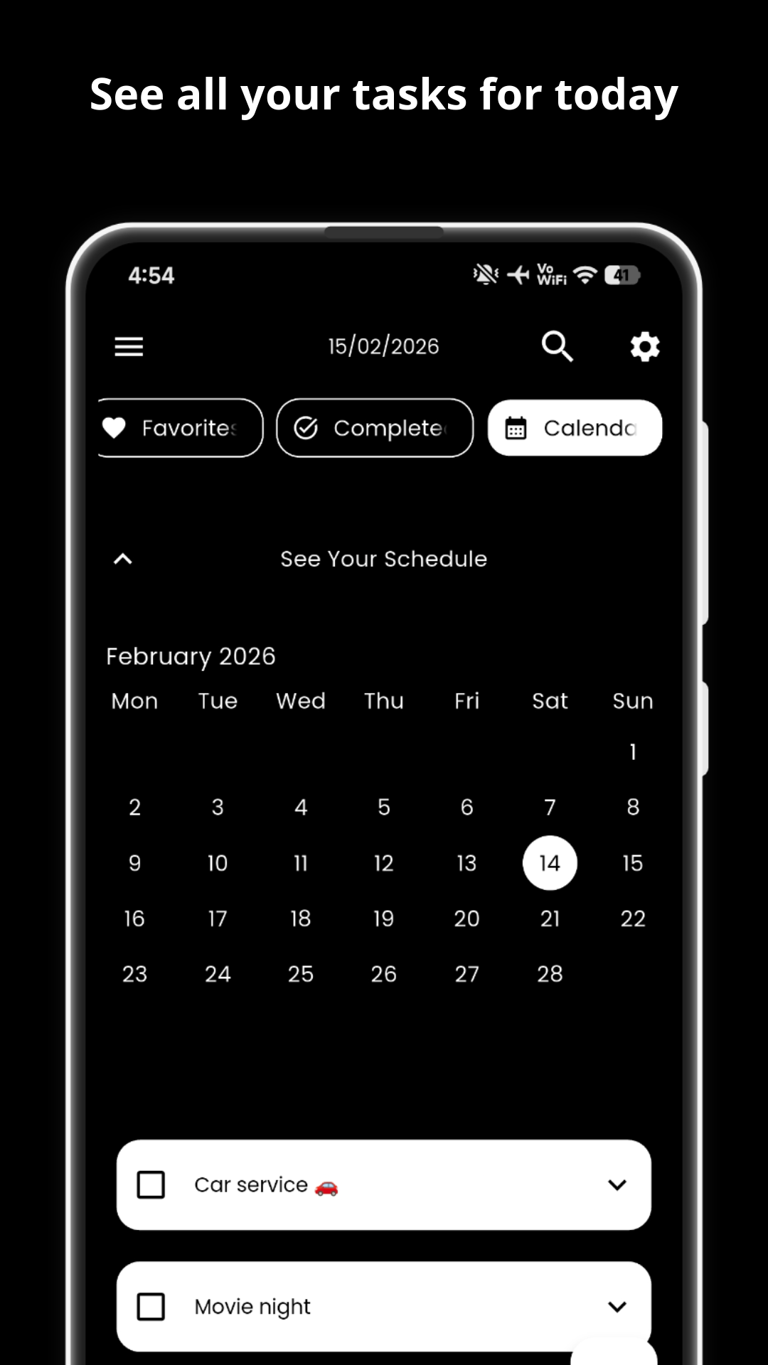Dark mode tasks